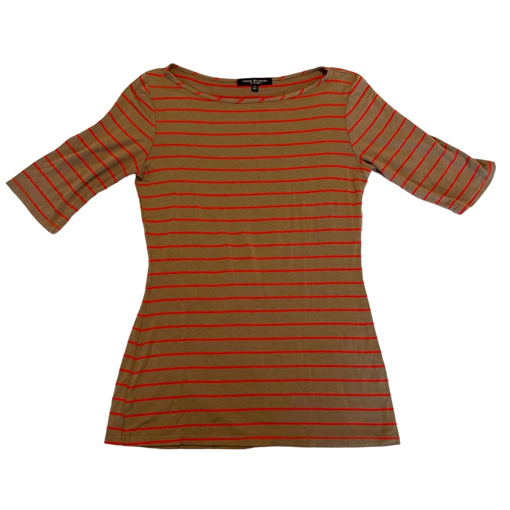 GREEN ENVELOPE Striped Grey and Orange 3/4 Sleep Shirt Size Small